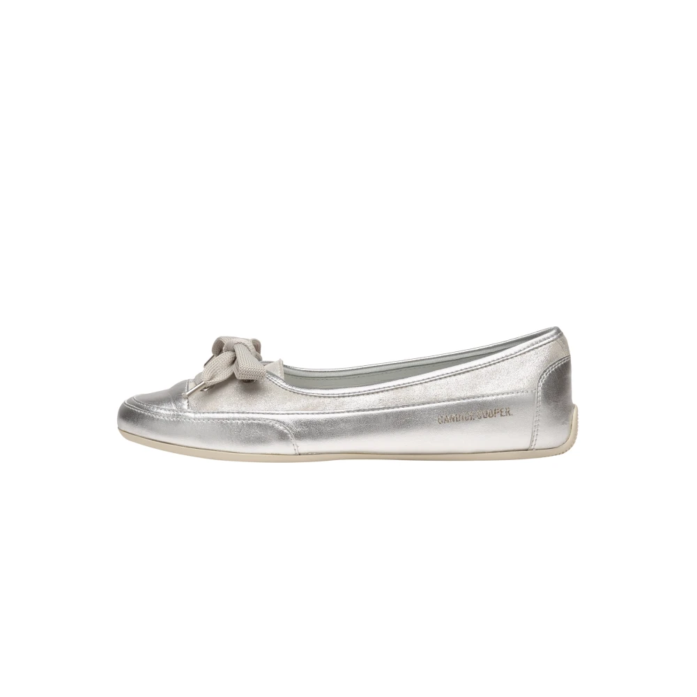 Candice Cooper Silver nappa läder balettlägenheter Candy BOW Gray, Dam