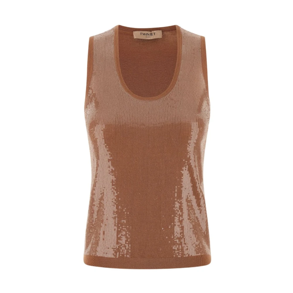 Twinset Women's Brown Round-Neck Knitwear, L, Top