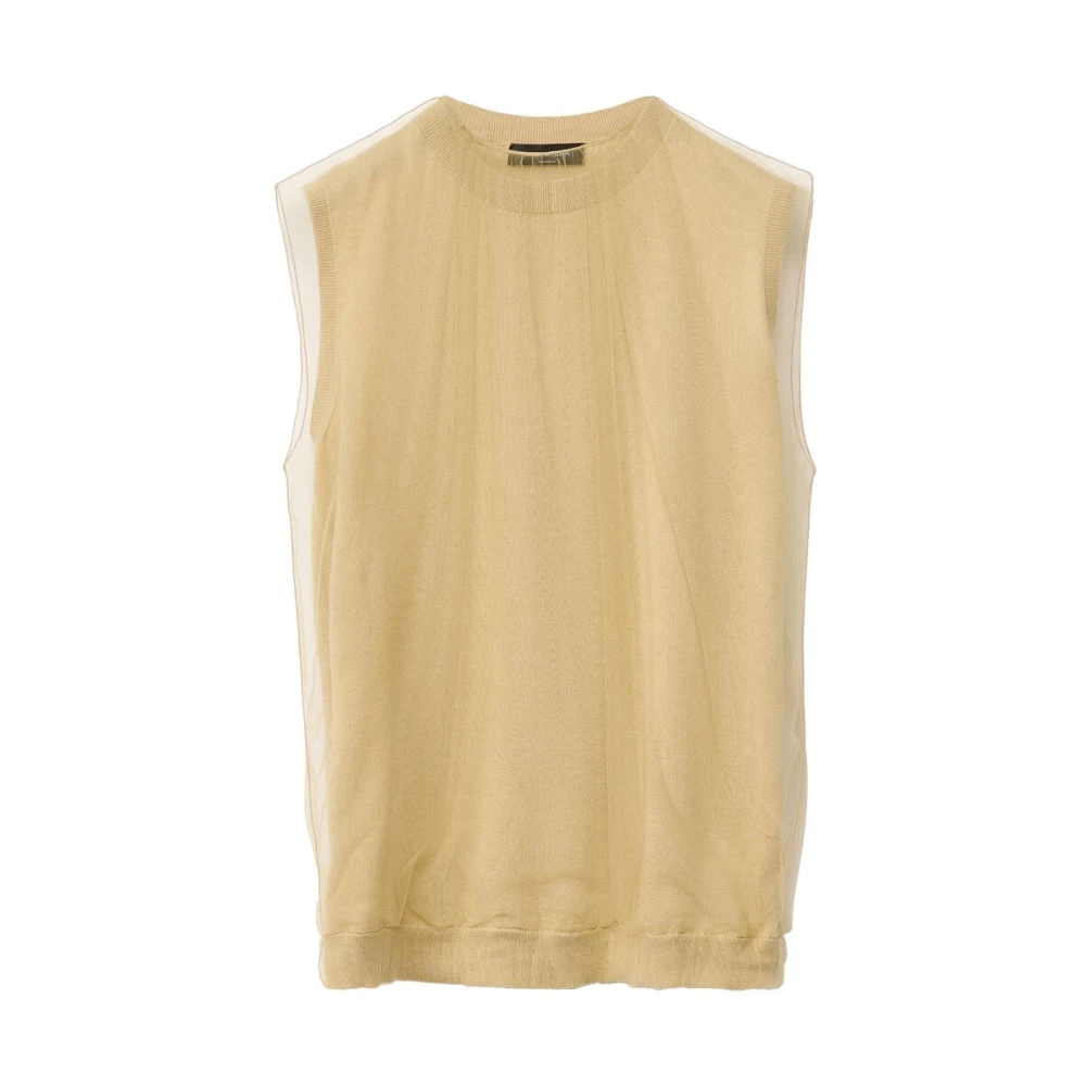 Fabiana Filippi Goudkleurige Crew Neck Mouwloze Sweater Beige Dames