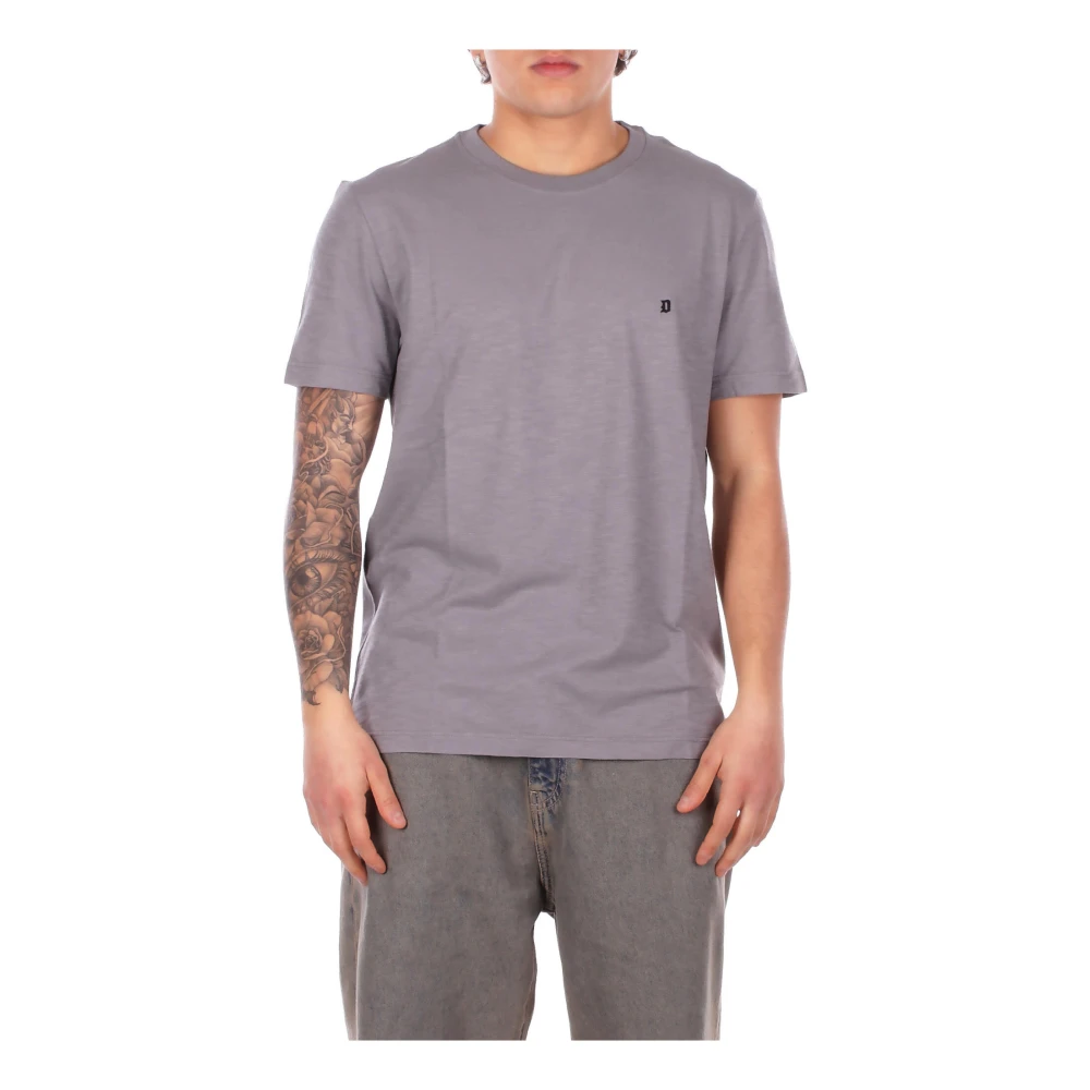 Dondup Mannelijk Grijs Tops Heren, Xl, Katoen, Logo Front T-Shirt