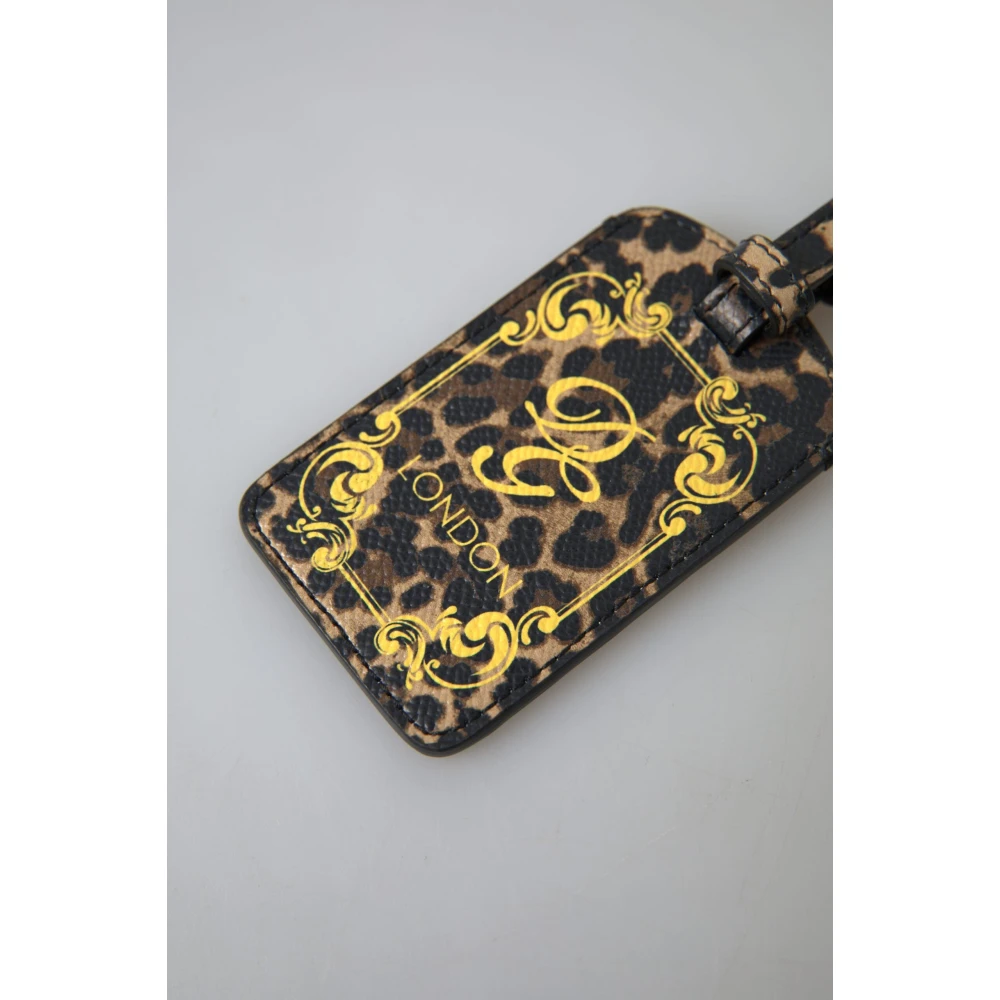 Dolce & Gabbana Luipaard Leren Bagagelabel Multicolor Dames