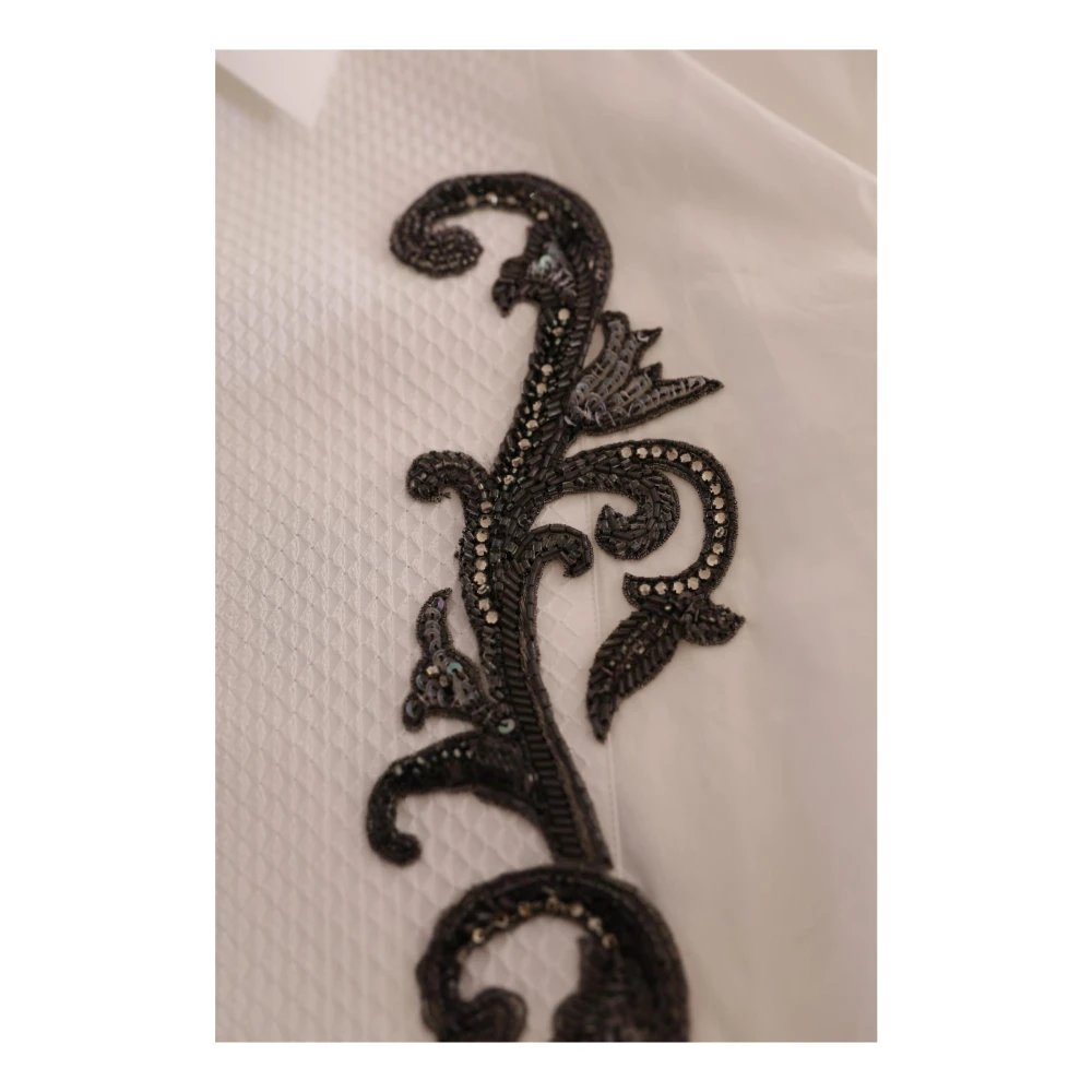 Dolce & Gabbana Witte Barok Detail Slim Fit Overhemd White Heren