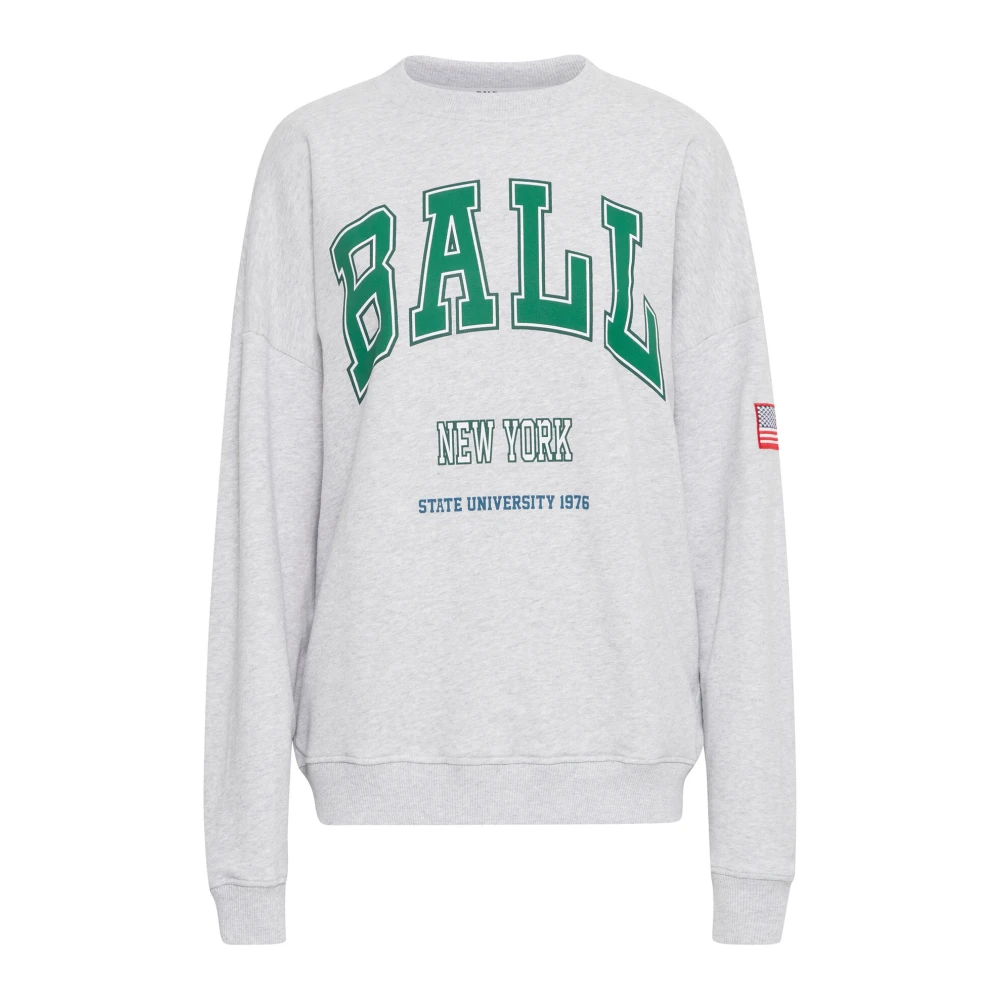Ball Wit Melange Sweatshirt D. Jeff Geborduurd Gray Dames