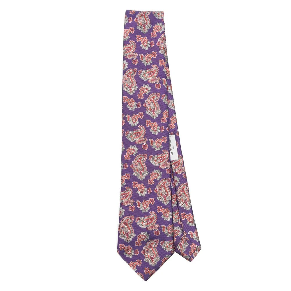 ETRO Paars Jacquard Puntige Stropdas Purple Heren