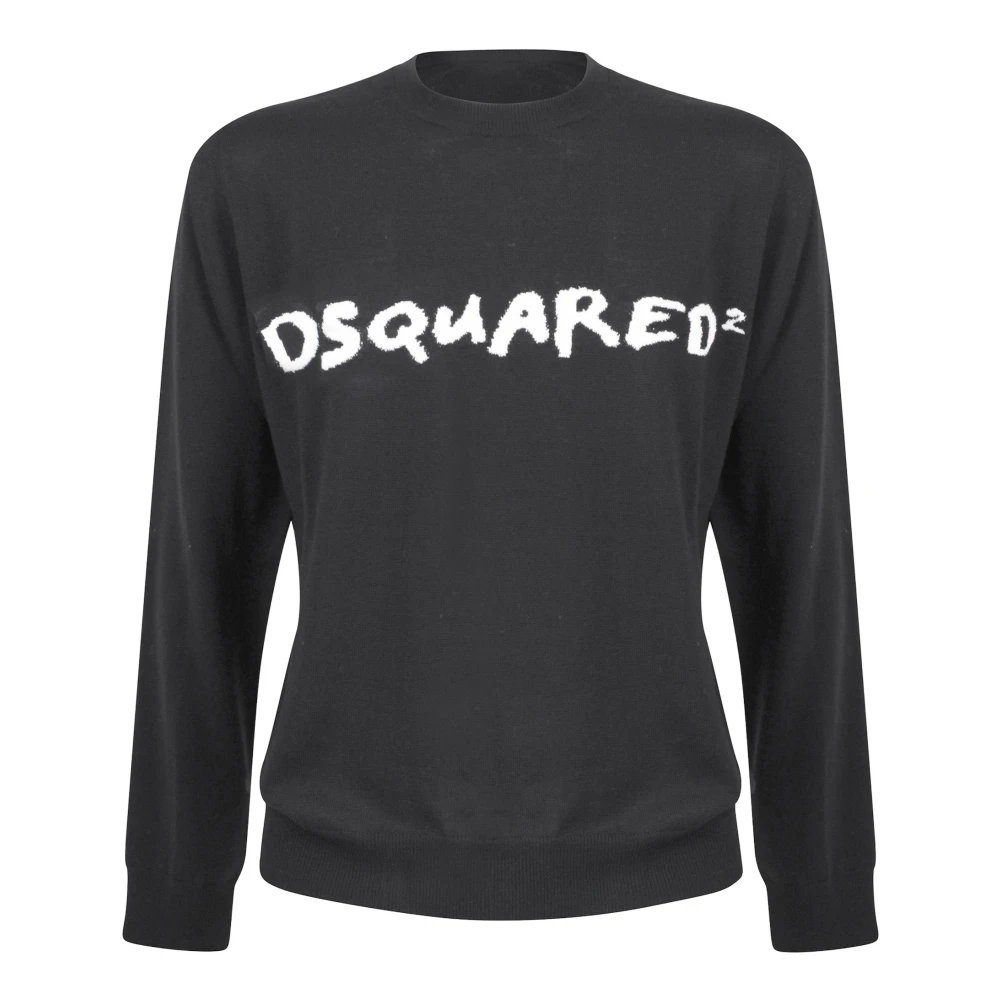Dsquared2 Zwart Crewneck Sweatshirt met Logo Black Heren