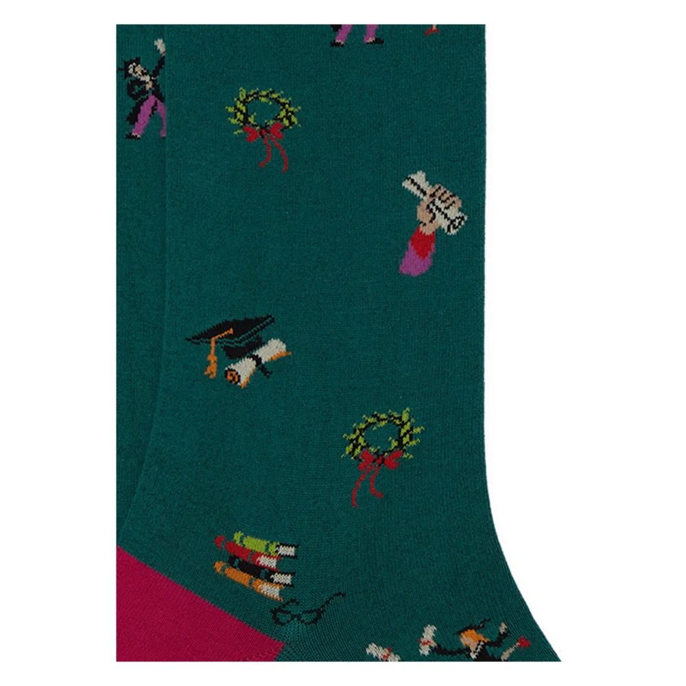 Gallo Italiaanse lange katoenen sokken met gradenmotief Multicolor Dames