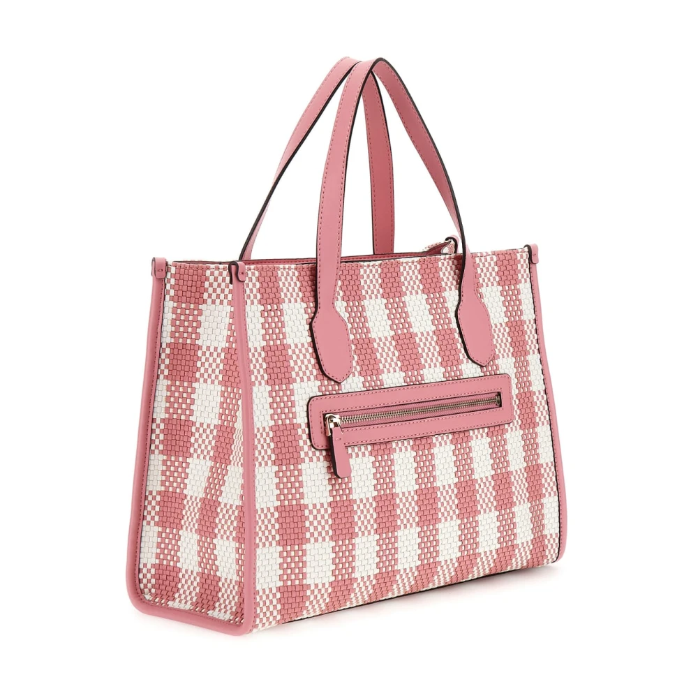 Guess Roze geruite shopper tas Pink Dames