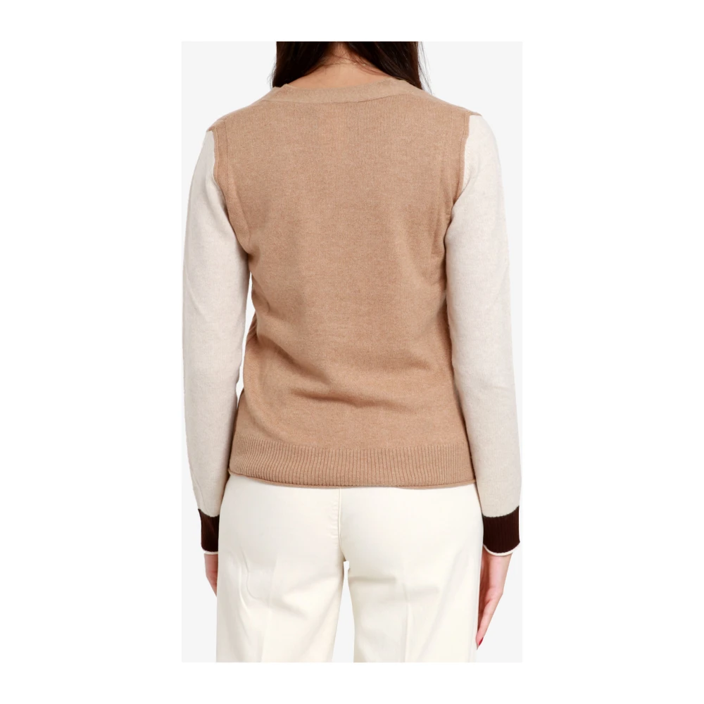 Pennyblack Kameelwol Kasjmier Trui Kleurblok Brown Dames