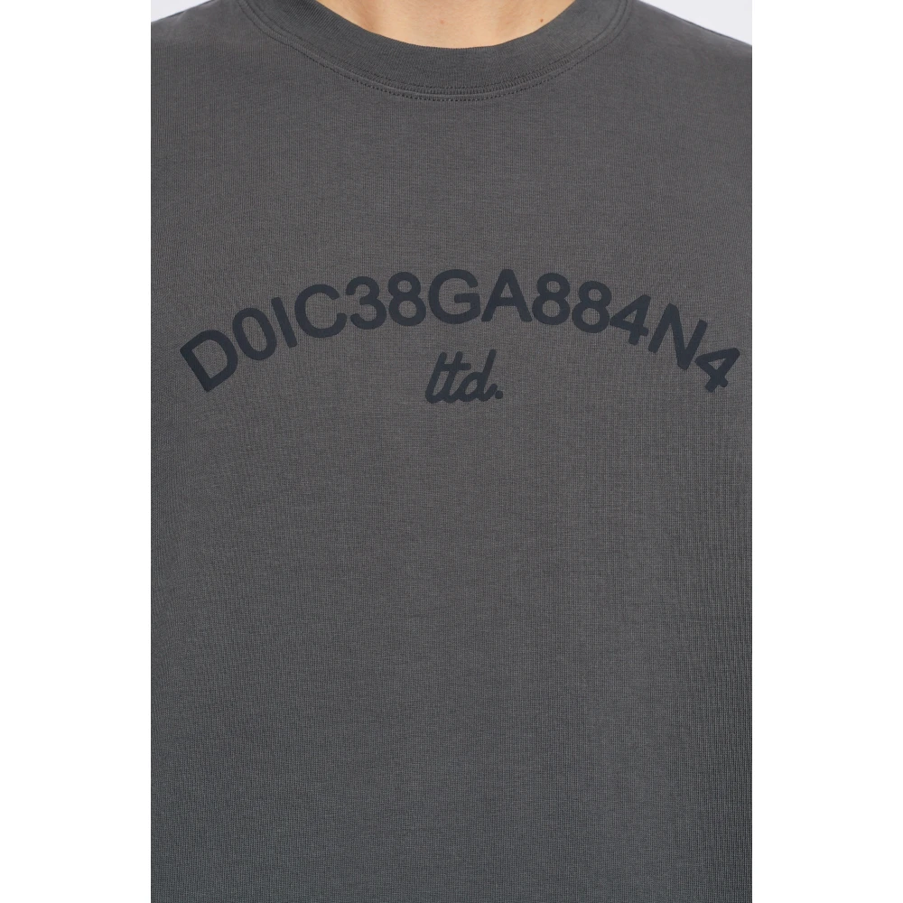 Dolce & Gabbana Bedrukt T-shirt Gray Heren