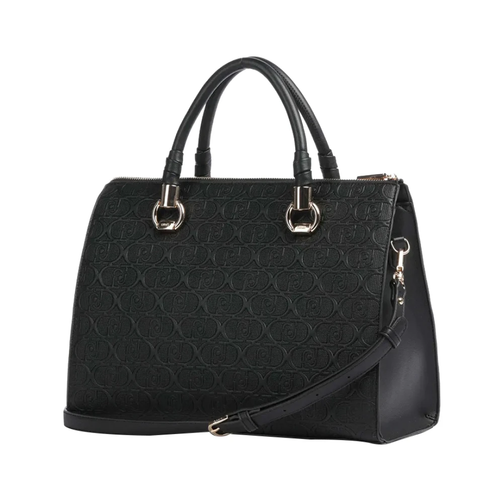 Liu Jo Zwarte Leren Handtas met Gouden Details Black Dames