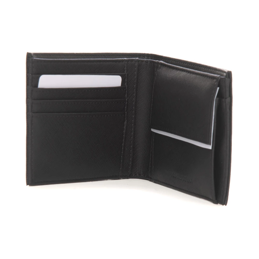 Emporio Armani Portemonnee met Metalen Logo en Saffiano Leer Black Heren
