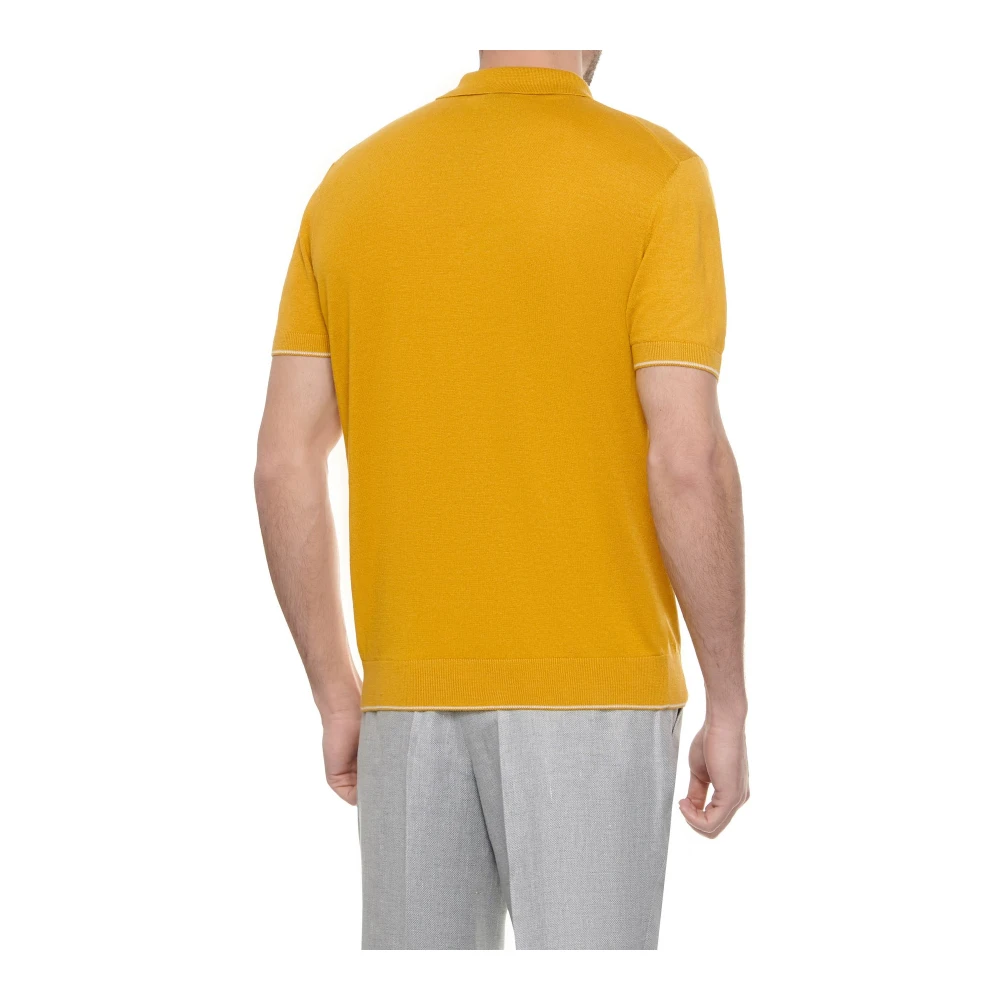 Boss Gele Zip Polo Shirt Linnen Yellow Heren