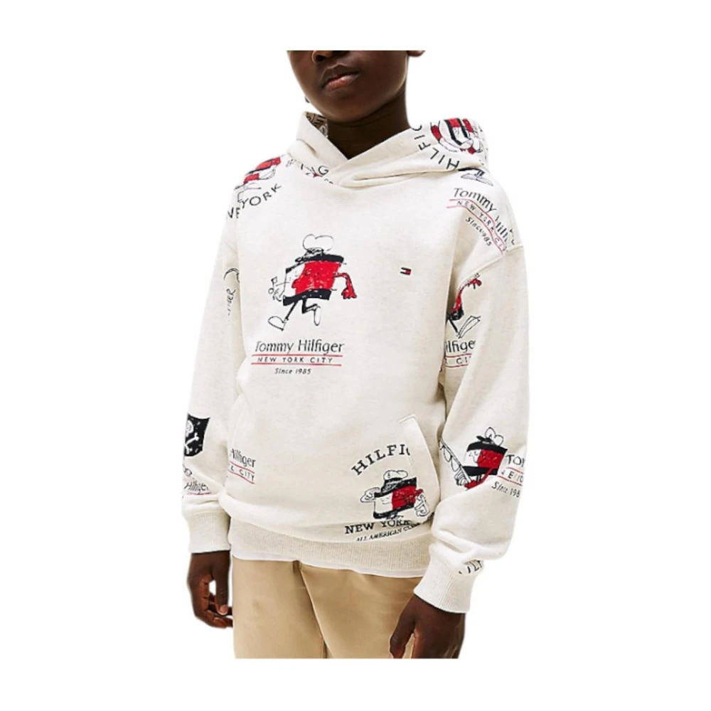 Tommy Hilfiger Men's White Youthful Logo Hoodie Sweatshirt