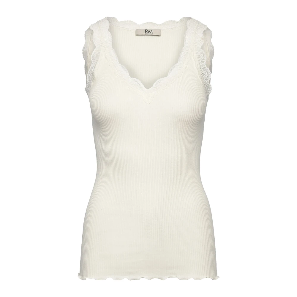 Rosemunde Ivoor Kant Top met Gekrulde Rand Beige Dames