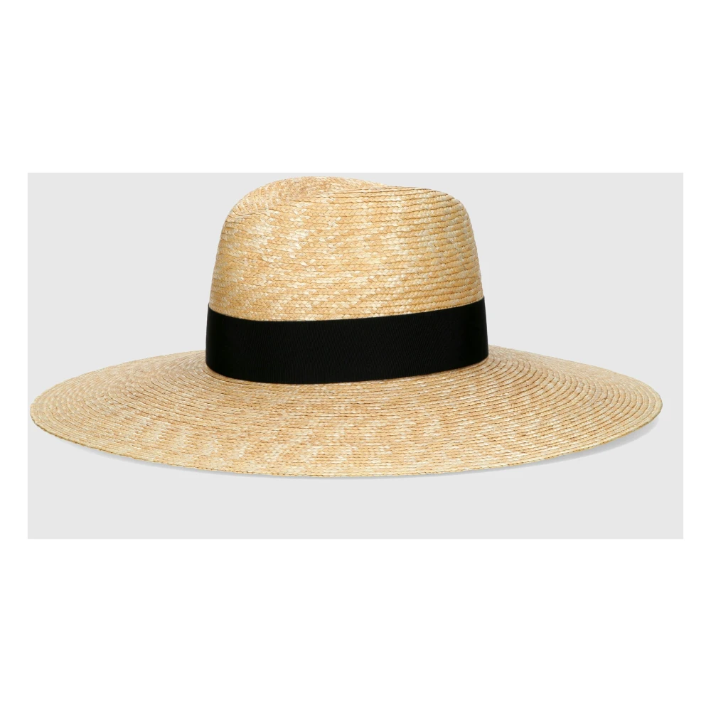 Borsalino Handgeweven strohoed met grosgrain band White Dames