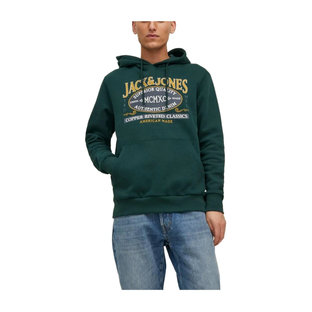 Jack & Jones Men's Green Hoodies, M, Hoodie With Logo Print