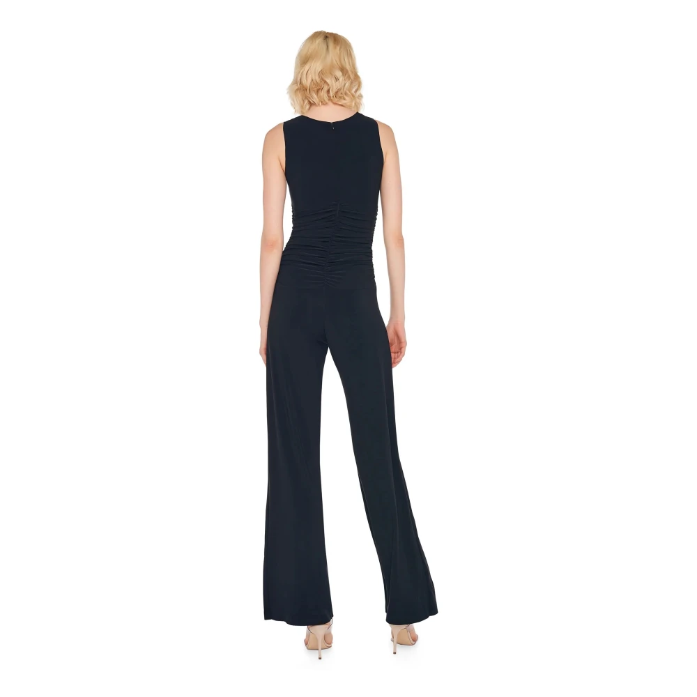 Norma Kamali Zwarte mouwloze jumpsuit met wijde pijpen Black Dames
