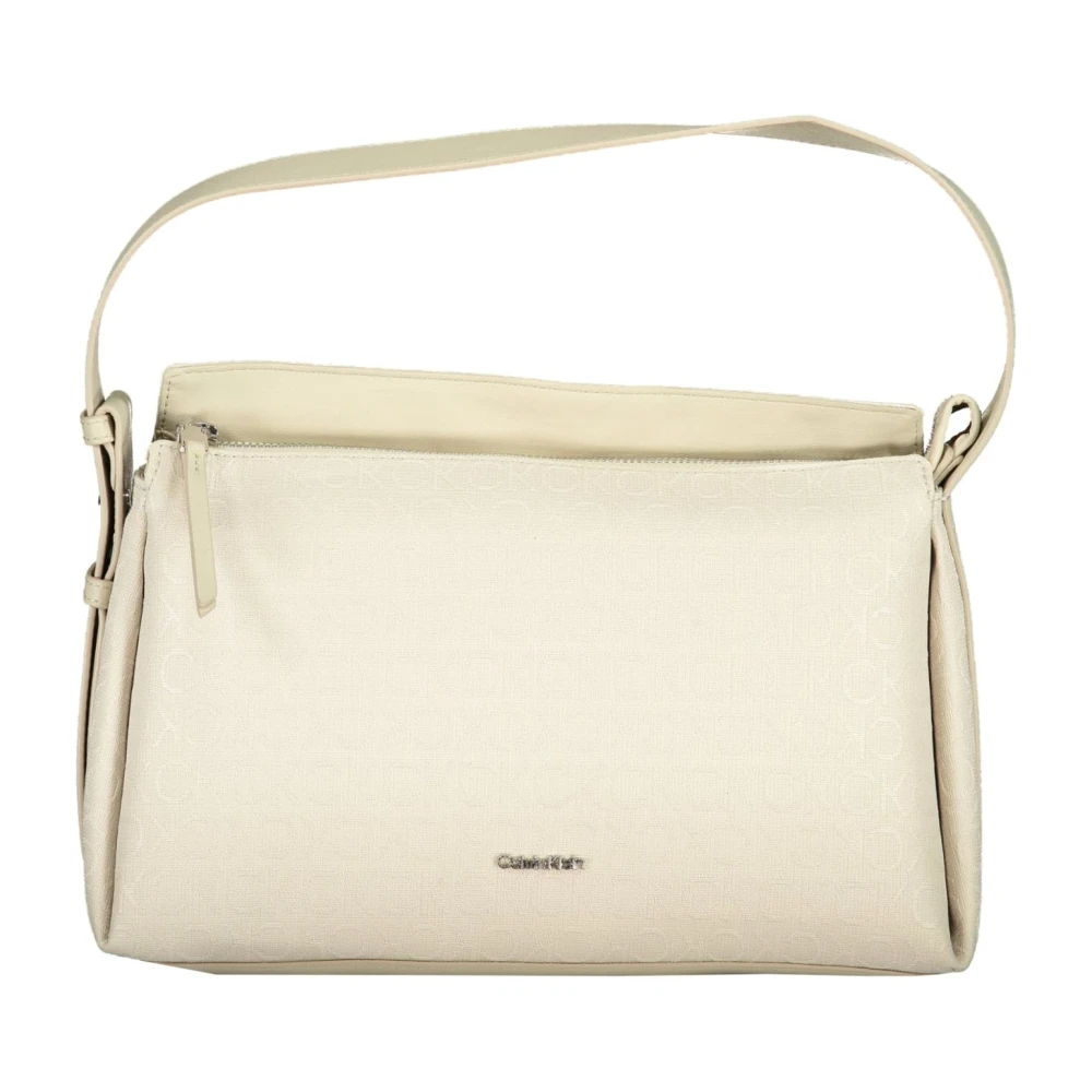 Calvin Klein Beige Schoudertas met Verstelbare Handvat Beige Dames