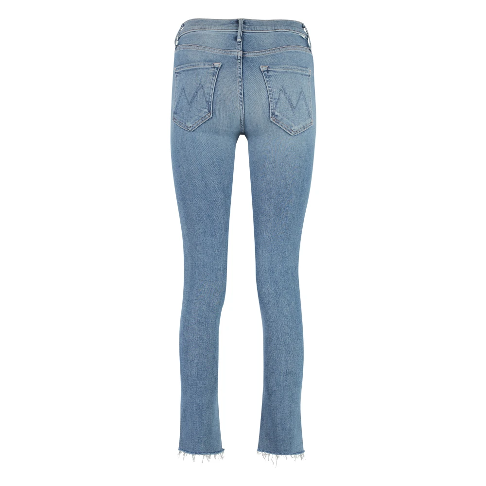 Mother Dazzler Straight Leg Jeans met Frayed Hem Blue Dames