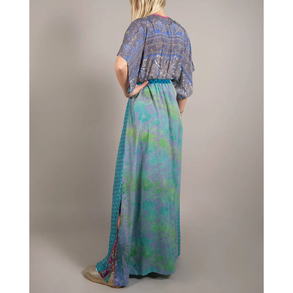 Sissel Edelbo Bloemen Maxi Jurk Tithonia Blue Dames