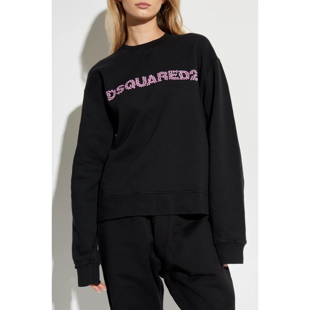 Dsquared2 Sweatshirt met logo Black Dames