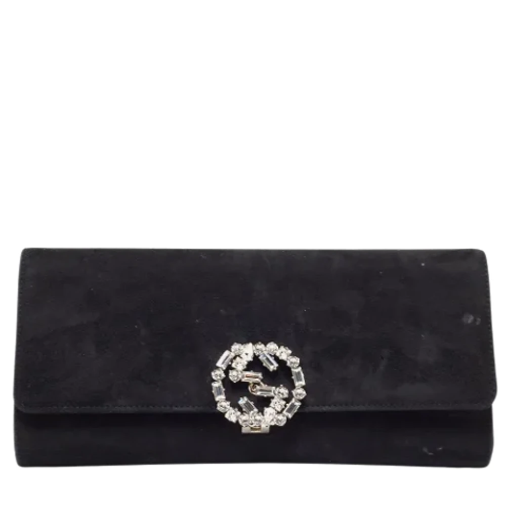 Gucci Vintage Pre-owned Suede clutches Black Dames