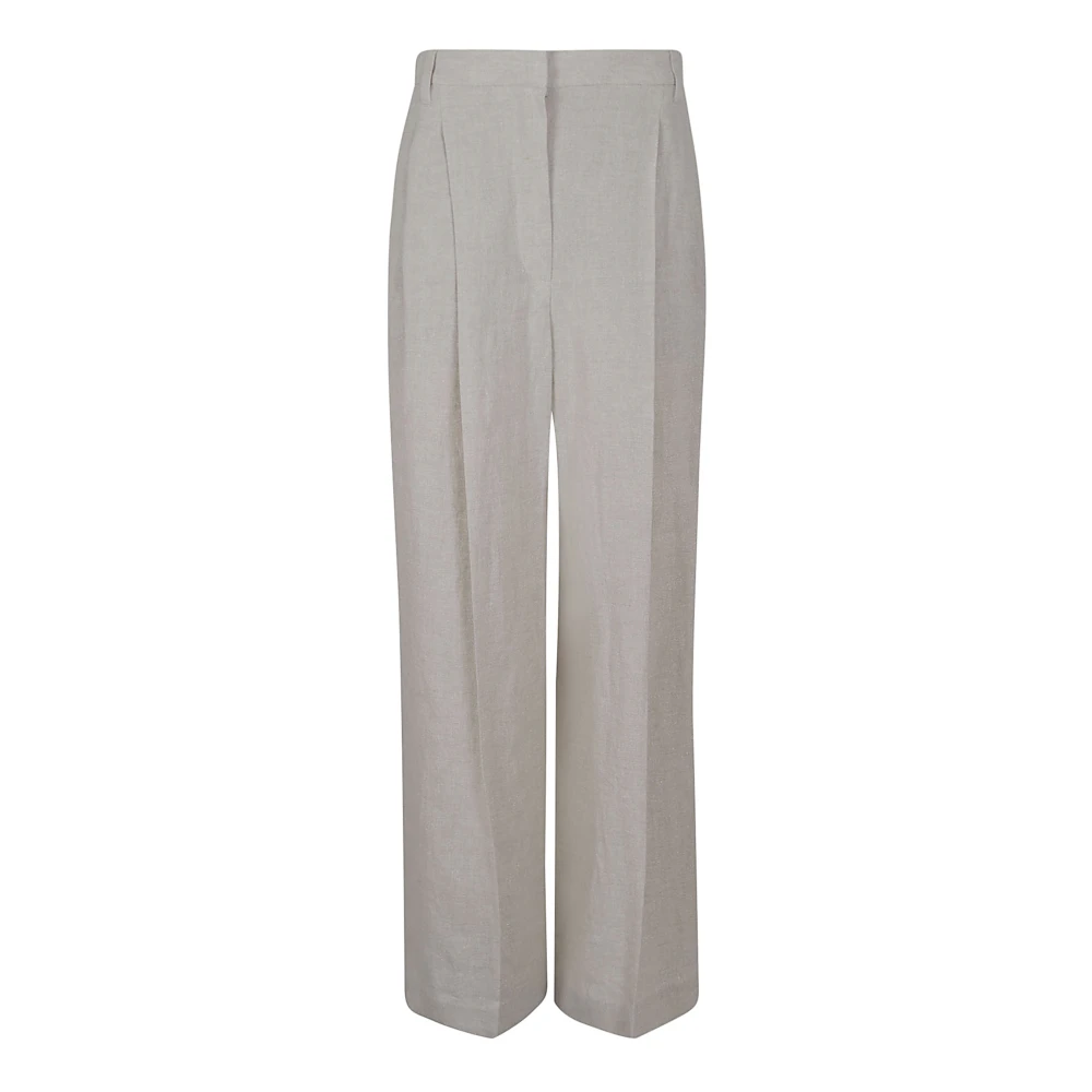 BRUNELLO CUCINELLI Beige Linnen Broek Beige Dames