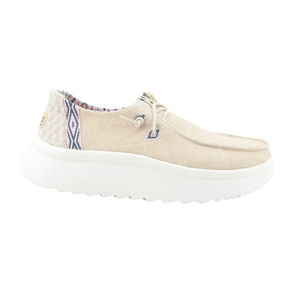 Hey Dude Beige Laced Shoes, Female, 6 Uk, Wendy Peak Chambray
