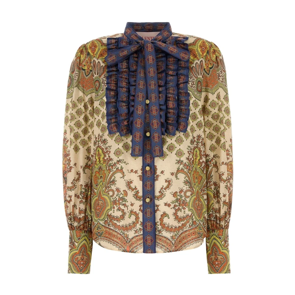 Valentino Garavani Women's Multicolor Paisley Print Silk Ruffle Shirt - Shirts - S - Blouses & Shirts