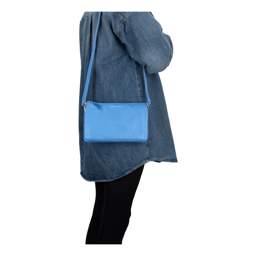 Tosca Blu Dames Schoudertas met Rits Blue Dames