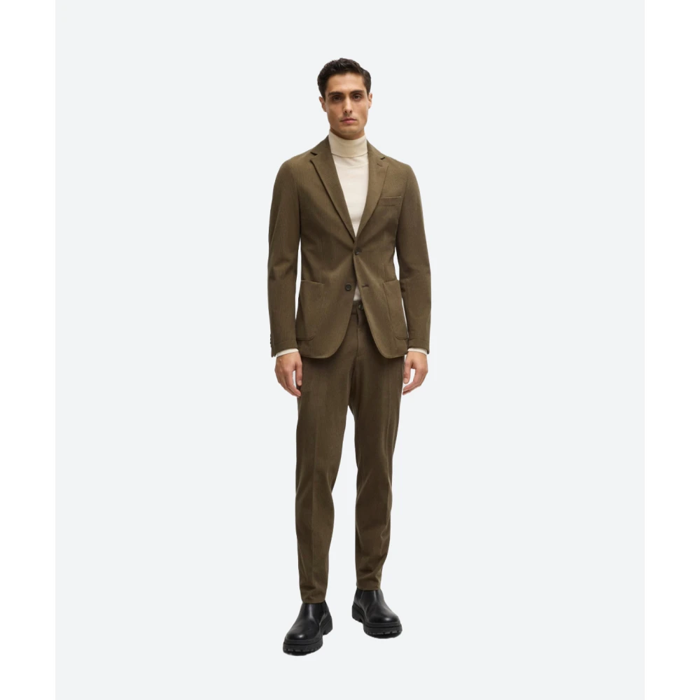 Hugo Boss Stretch ribfluwelen broek Green Heren