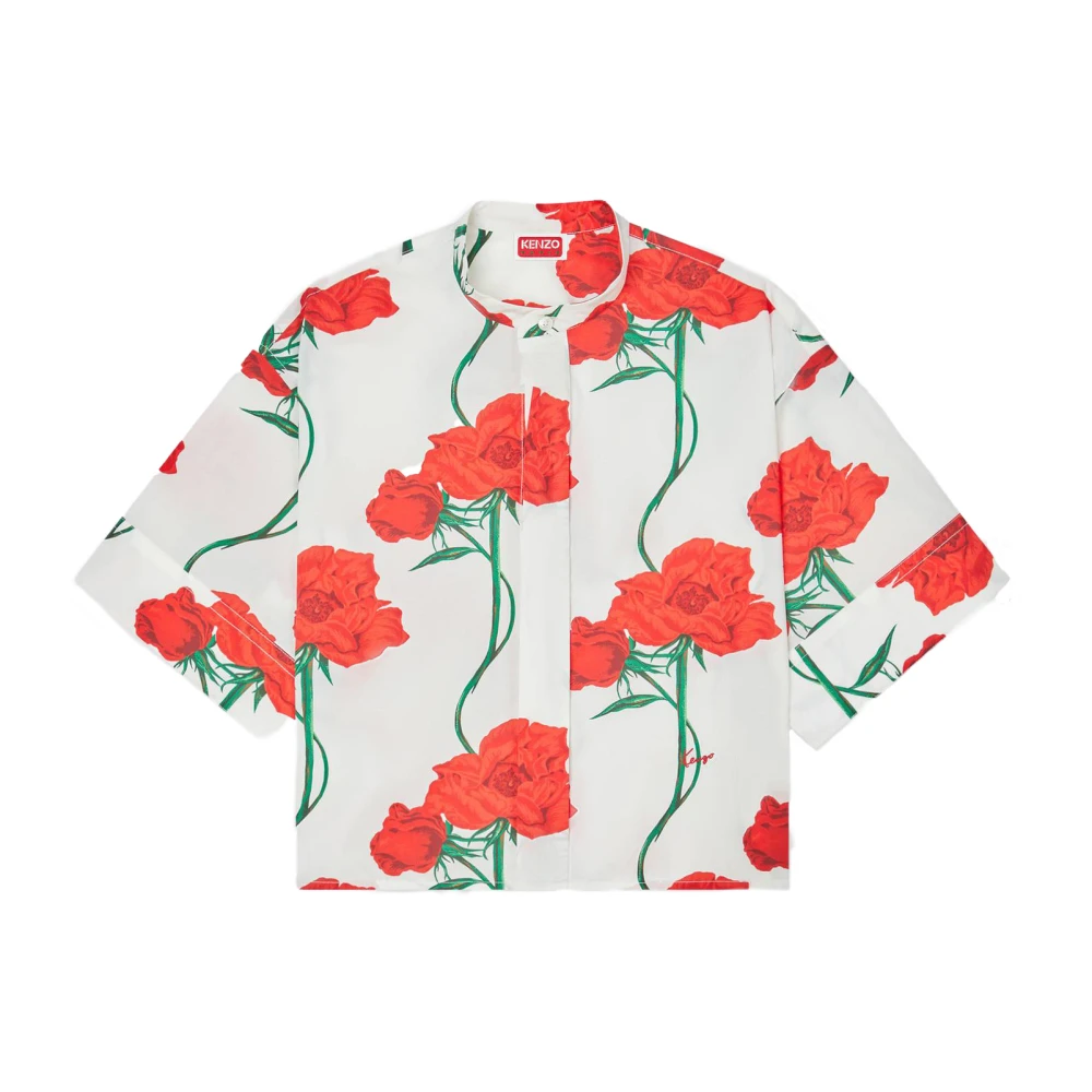 Kenzo Women's Multicolor Shirts, S, Archive Rose Short-Sleeved Shirt