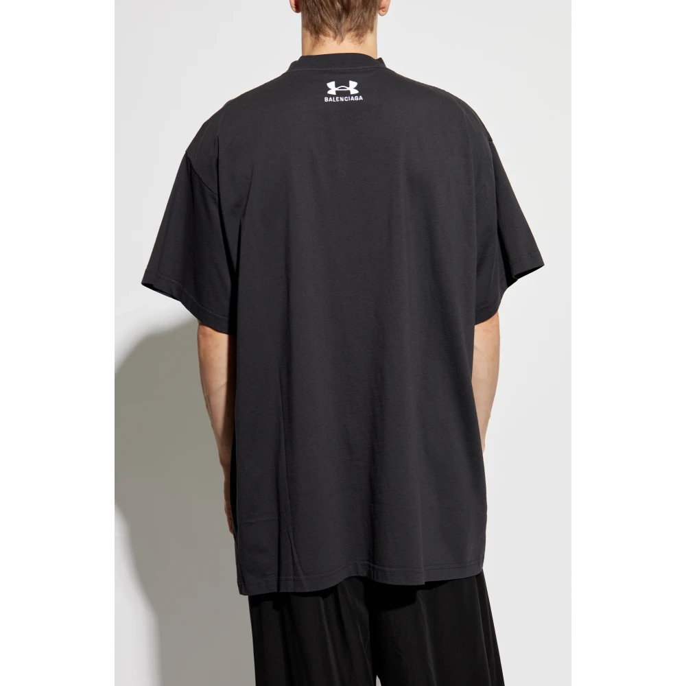 Balenciaga T-shirt met Geborduurd Logo Black Heren
