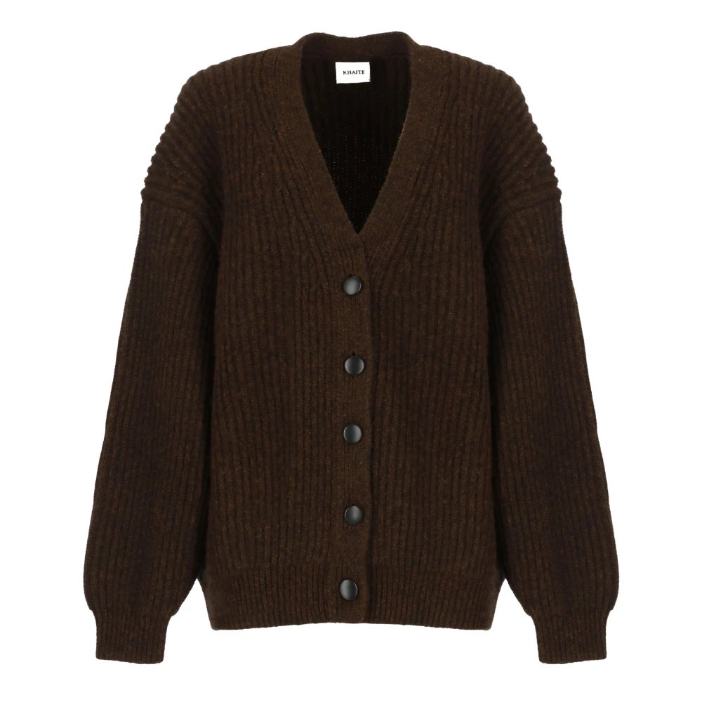 Khaite Bruine Cashmere V-Hals Cardigan Sweater Brown Dames