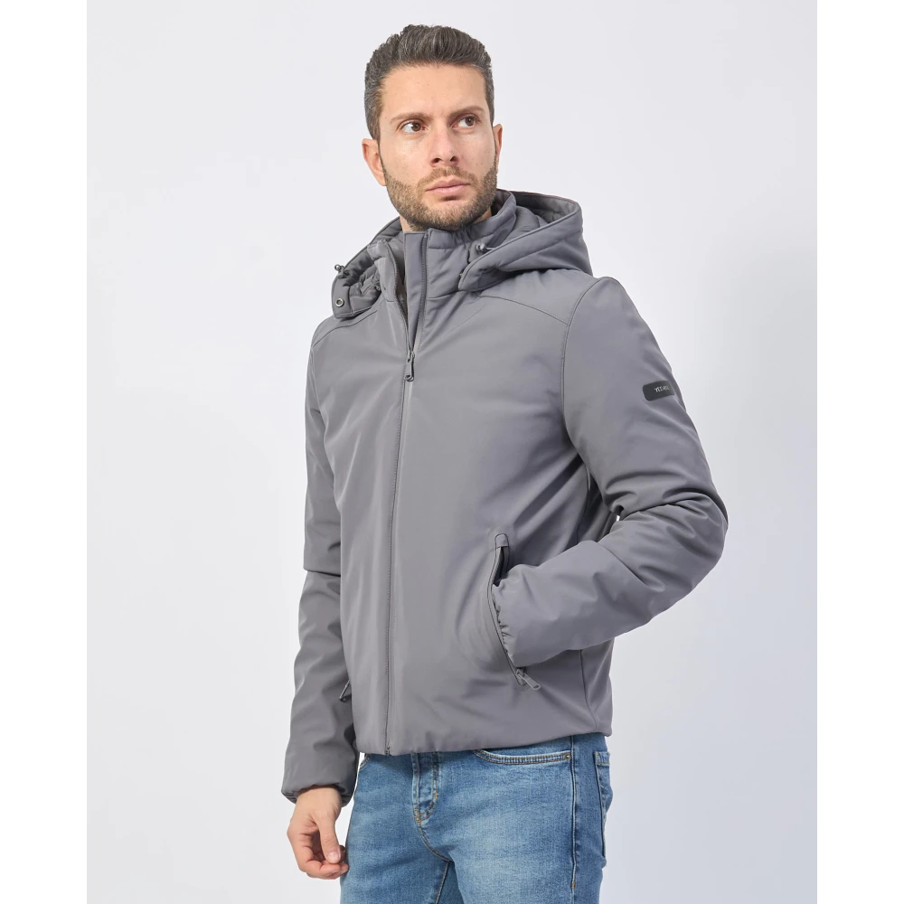 YES ZEE Grijze jas met capuchon en logopatch Gray Heren