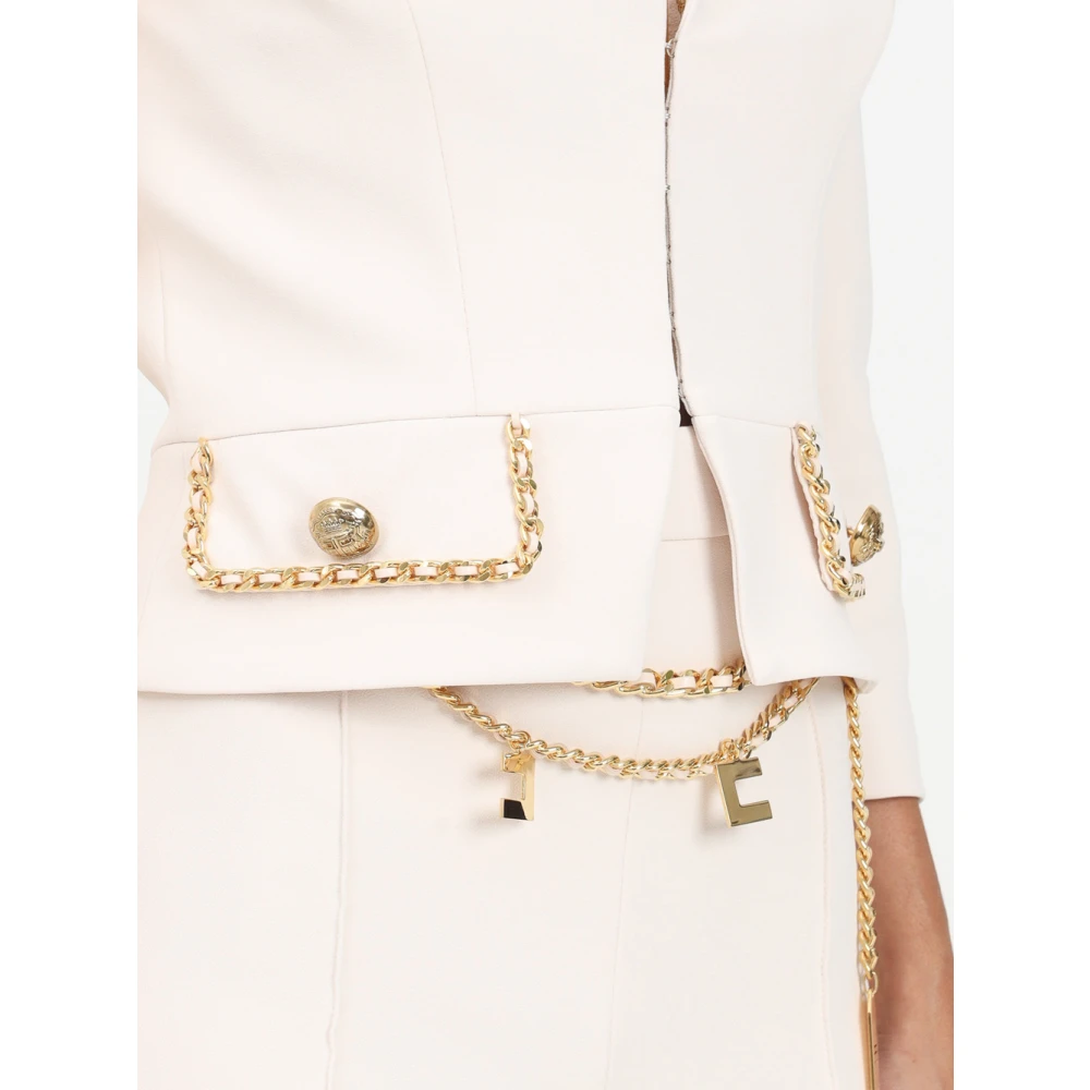 Elisabetta Franchi Cropped Stretch Crêpe Jas Ivoor Yellow Dames