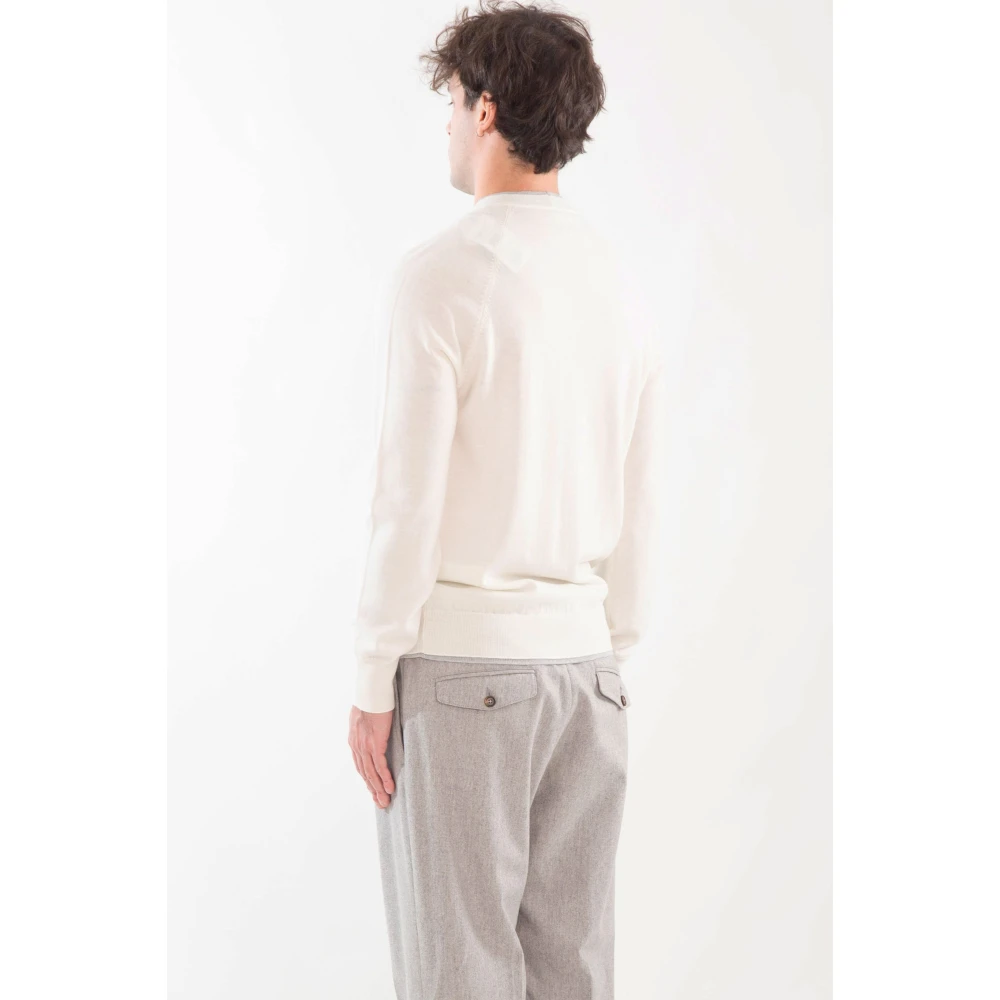 Eleventy Contrast Rib Sweater White Heren