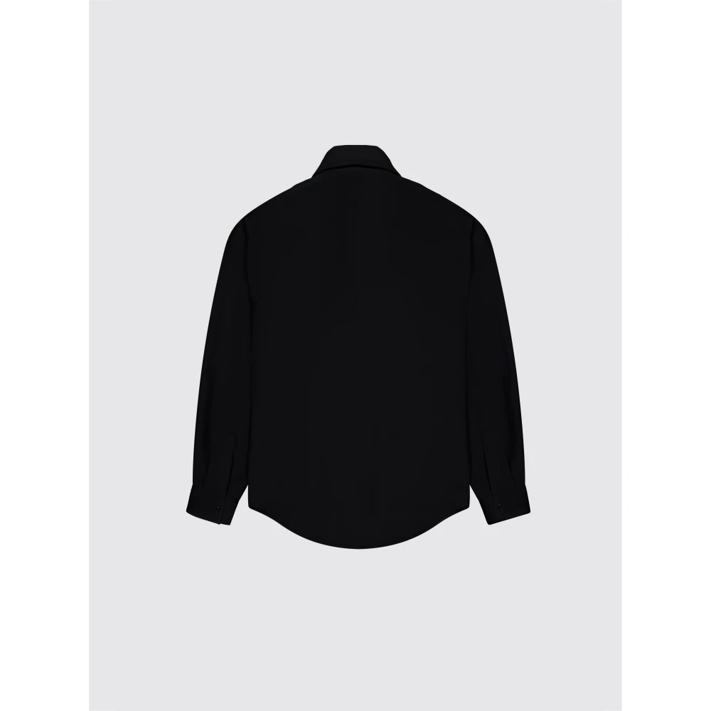 Laneus Klassieke Oversized Shirt Flanel Made in Italy Black Heren