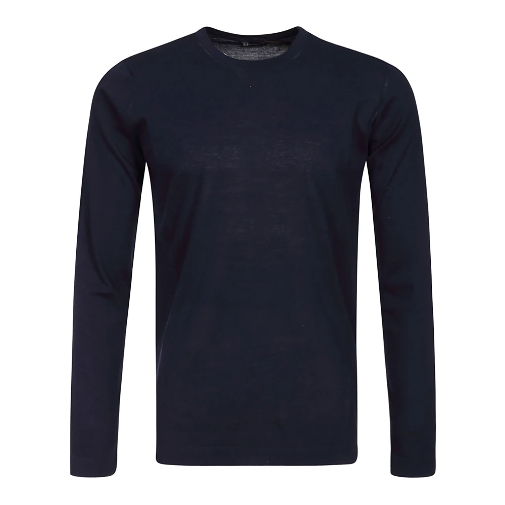 Hindustrie Blauw Langemouw Katoenen T-Shirt Blue Heren