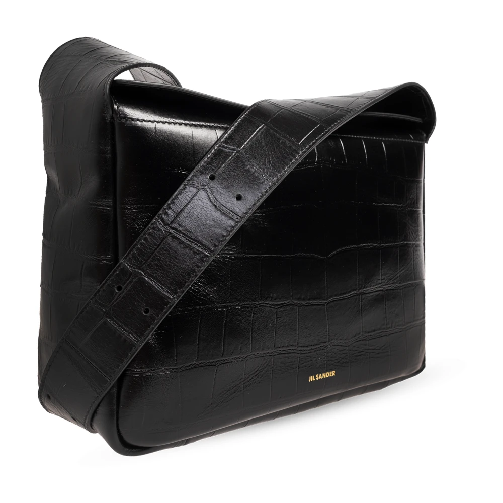 Jil Sander Flap Messenger Kleine schoudertas Black Dames