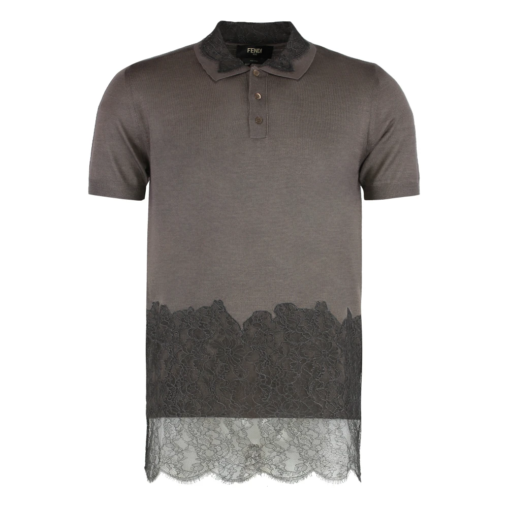 Fendi Men's Gray Polo Shirts, L, Polo Shirt