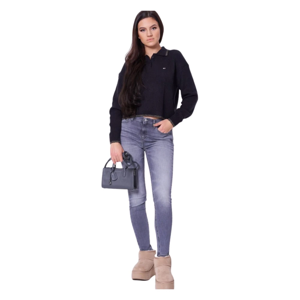 Tommy Hilfiger Zwarte Logo Sweater Lange Mouw Black Dames