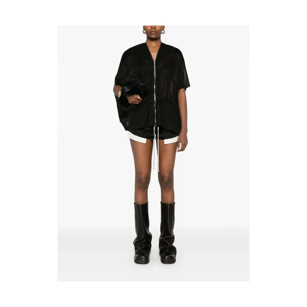 Rick Owens Zwarte Jas met Ritssluiting en Korte Mouwen Black Dames