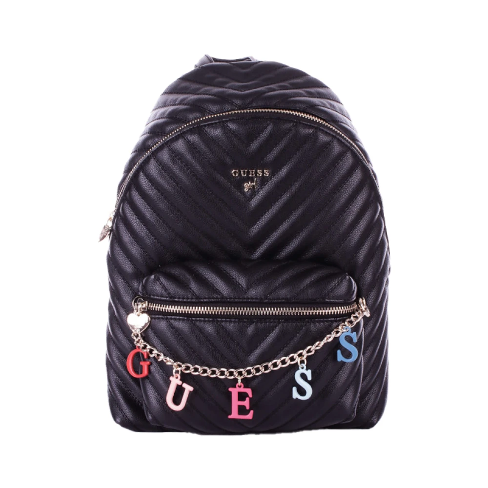 Guess Svart Junior Ryggsäck med Logopendant Black, Dam