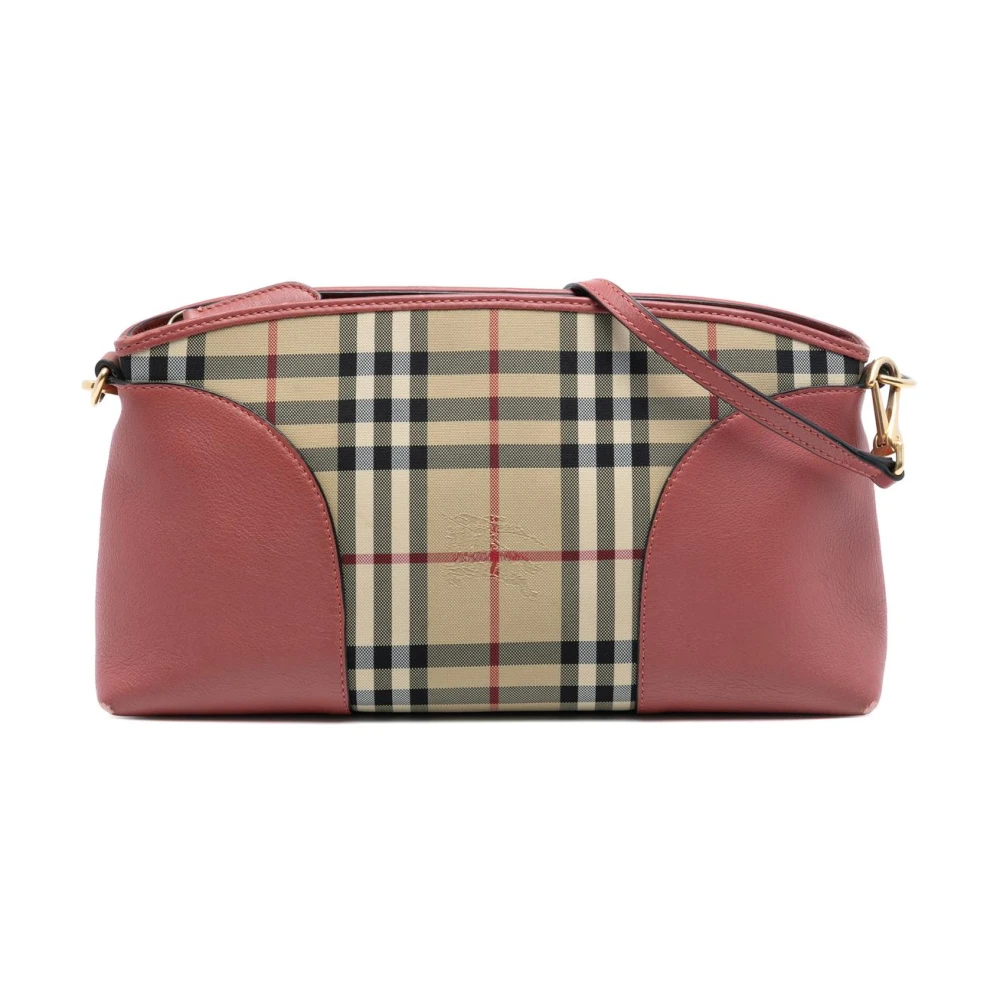Burberry Vintage Women's Brown Vintage Cross Body Bags, One Size, Pre-Owned Vintage Check And Leather Shoulder Bag