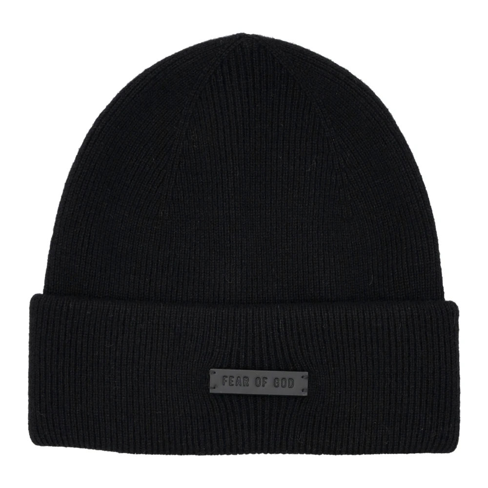 Fear Of God Zwarte Cashmere Beanie Hoed Black Heren