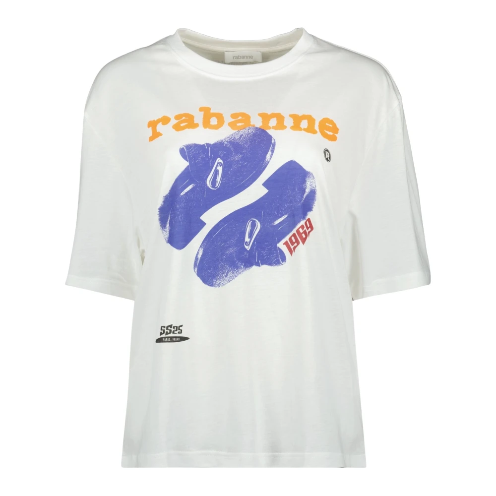 Rabanne Women's White T-Shirts, L, Printed T-Shirt Spring-Summer 2025