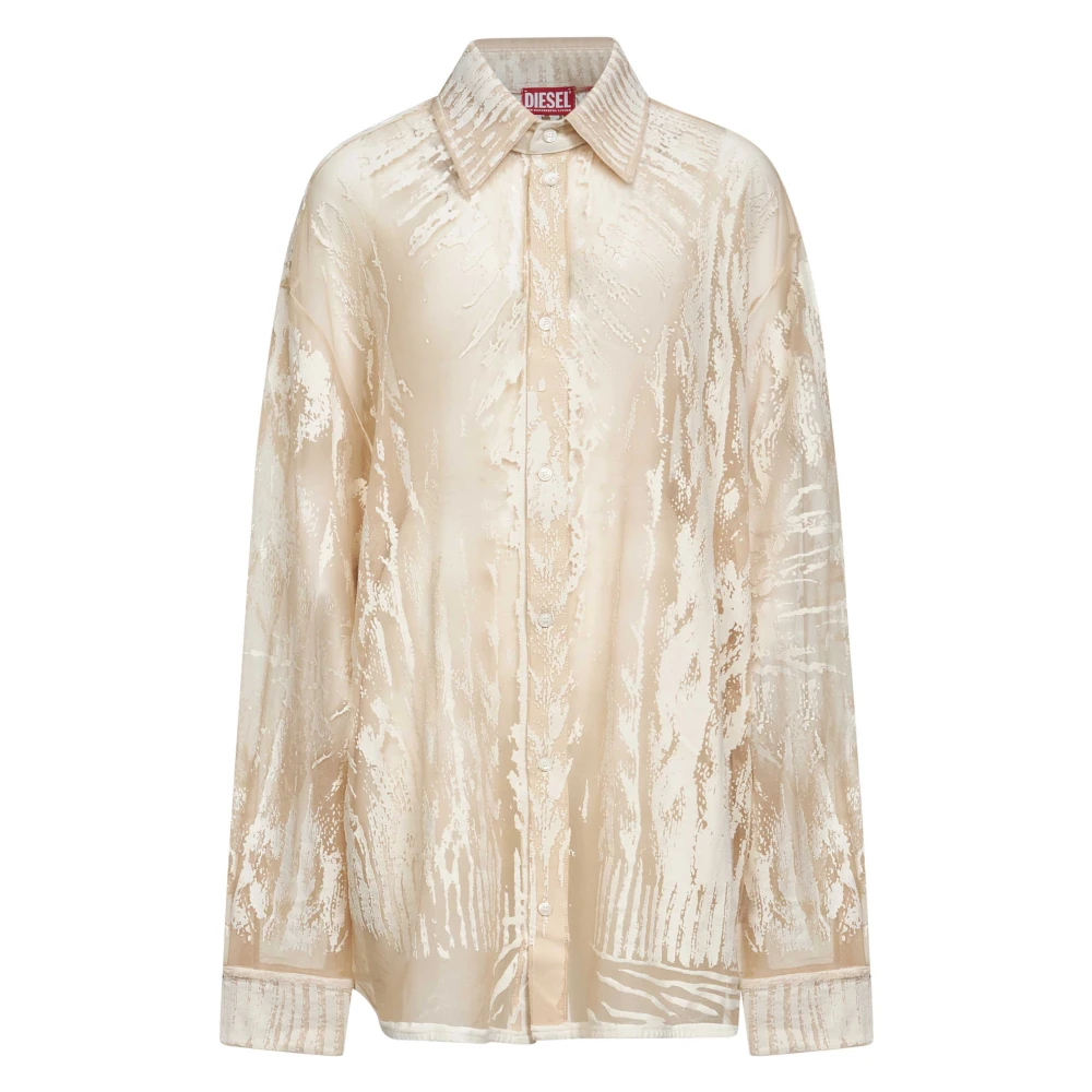 Diesel White Graphic Print Button-Up Shirt - Female - Shirts - M - Blouses & Shirts