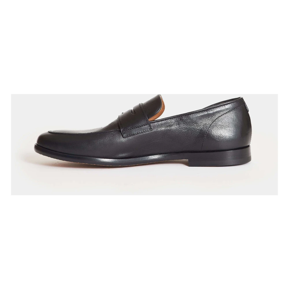 Doucal's Zwarte leren Loafer schoenen Black Heren