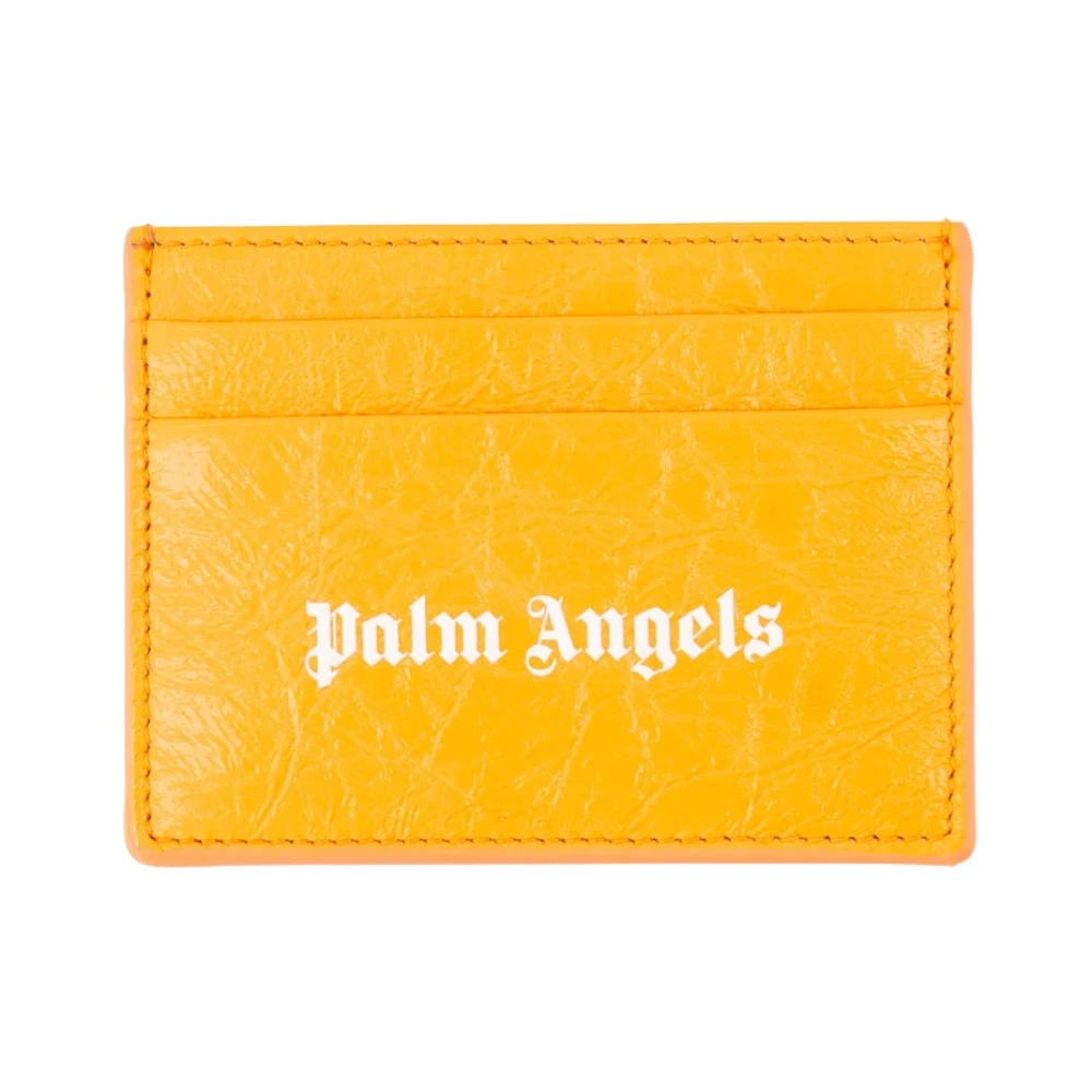 Palm Angels Logo Kaarthouder Leer Gestructureerd Orange Heren
